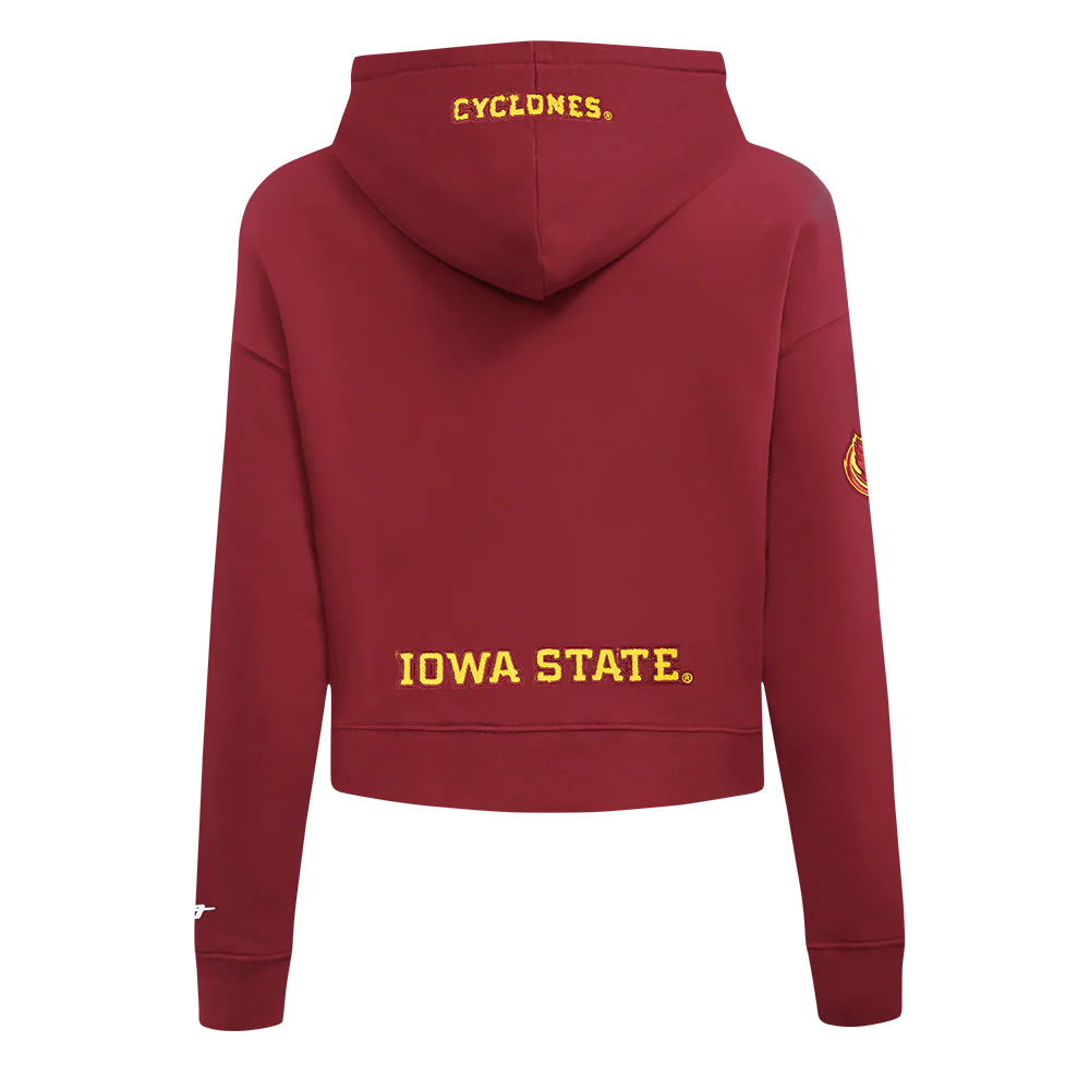 COLLEGE IOWA STATE UNIVERSITY CLASSIC WOMEN'S FLC CROPPED PO HOODIE (CARDINAL RED) - Image 3