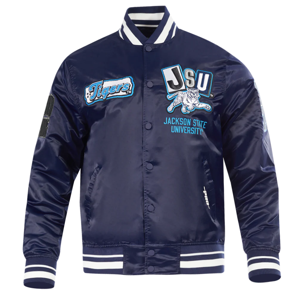 JACKSON STATE UNIVERSITY HOMECOMING MEN'S RIB SATIN JACKET (MIDNIGHT NAVY)