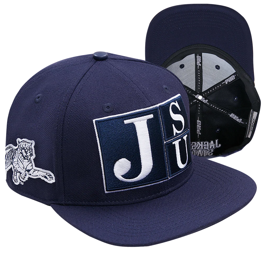 JACKSON STATE UNIVERSITY CLASSIC UNISEX STACKED LOGO WOOL SNAPBACK (MIDNIGHT NAVY) - Image 6