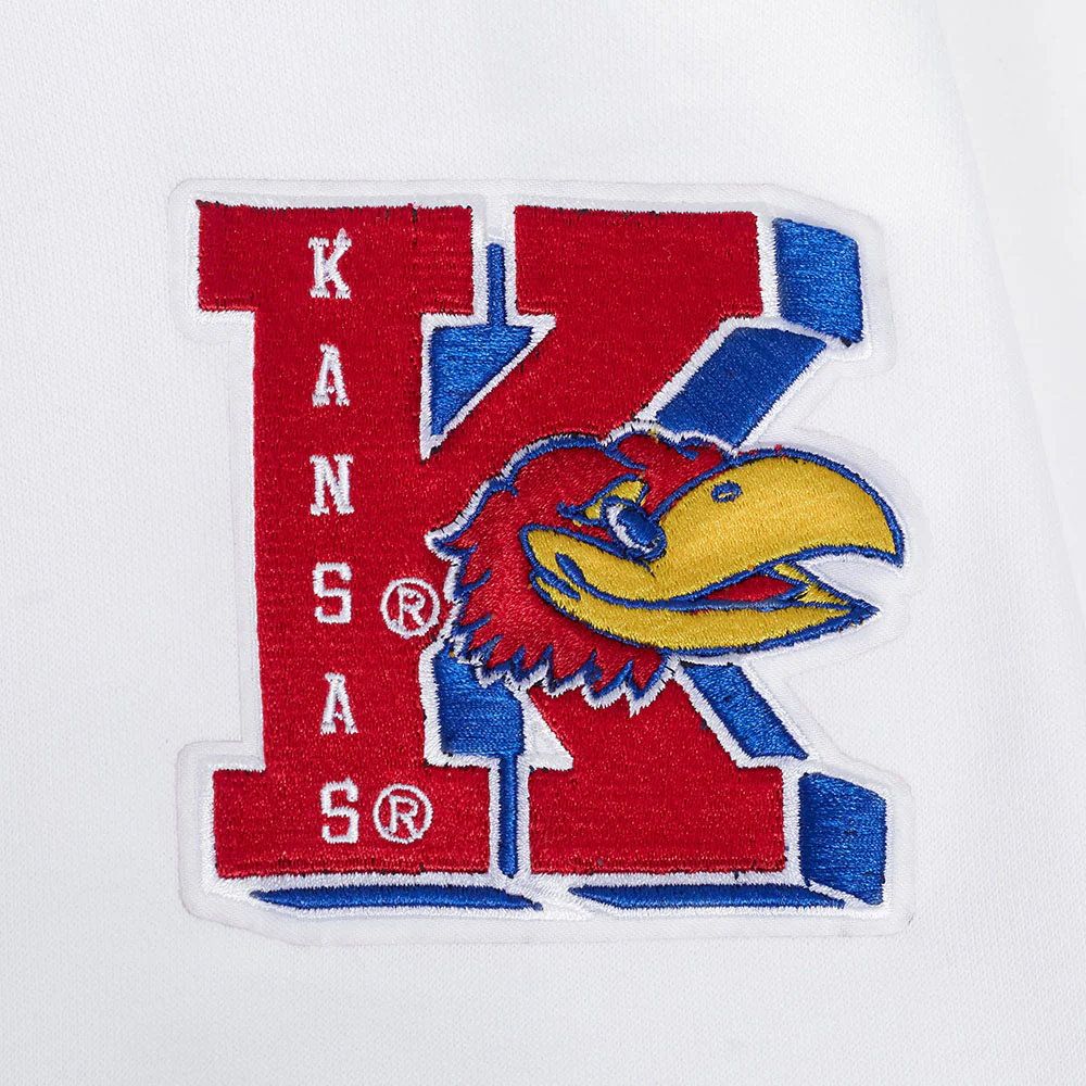 UNIVERSITY OF KANSAS CLASSIC WOMEN'S RIB FLEECE CREWNECK (WHITE/BLACK) - Image 6
