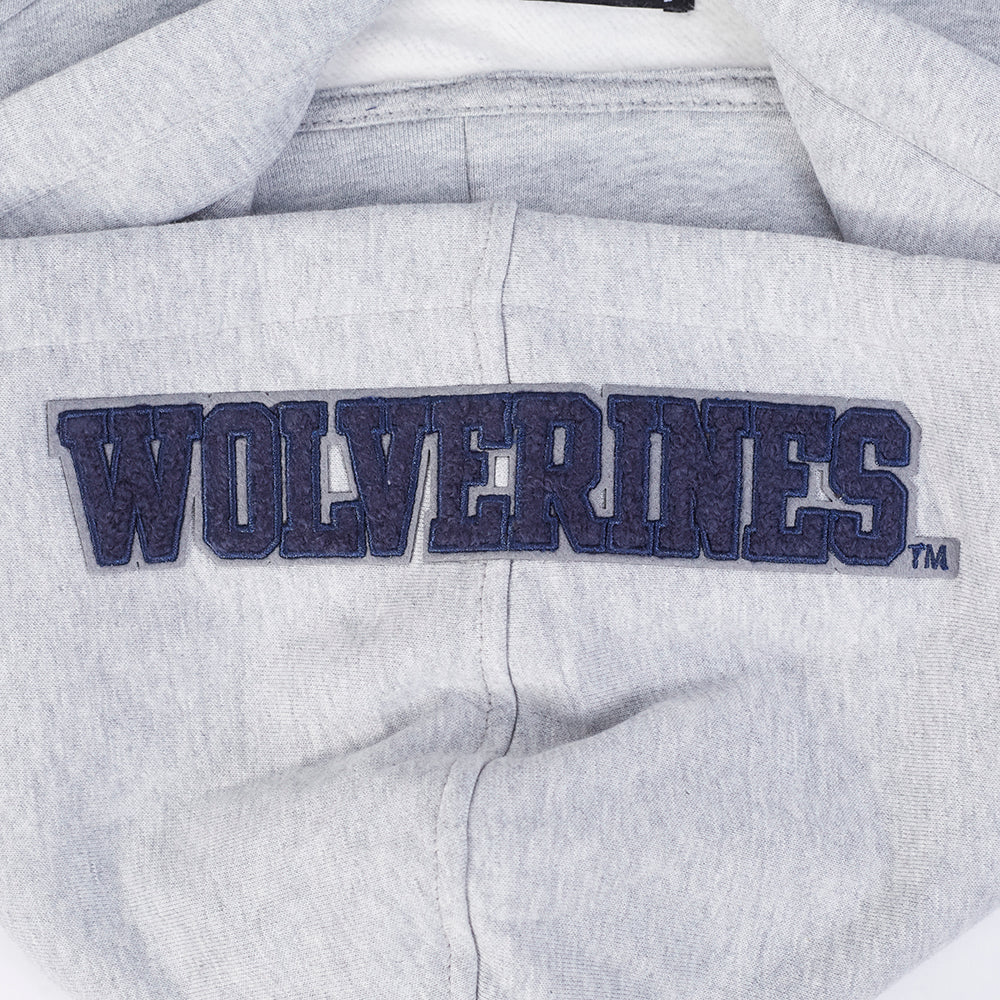 UNIVERSITY OF MICHIGAN CLASSIC MEN'S STACKED LOGO PULLOVER HOODIE (HEATHER GREY/MIDNIGHT NAVY) - Image 8