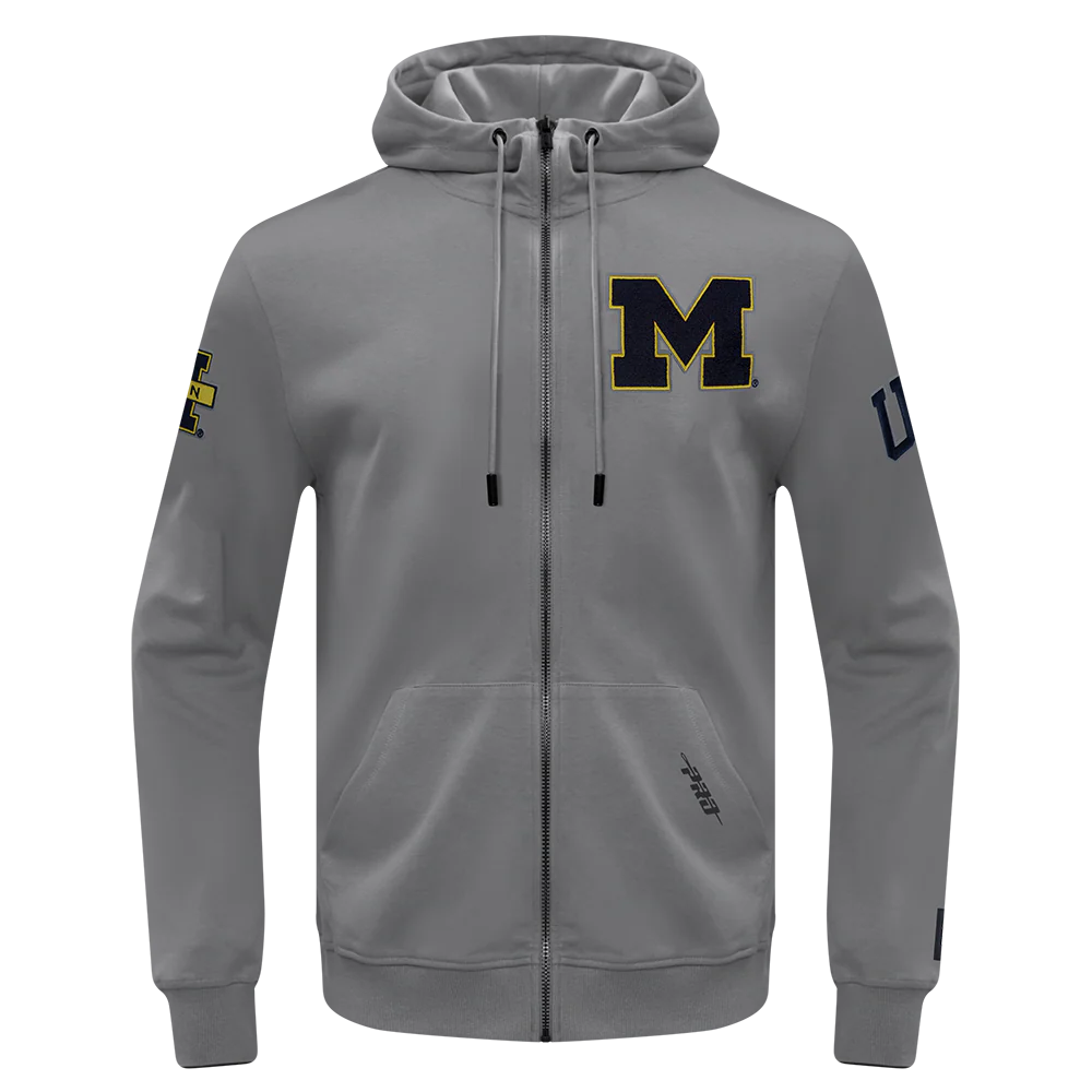 UNIVERSITY OF MICHIGAN CLASSIC MEN'S FZ PO HODIE (GRAY)