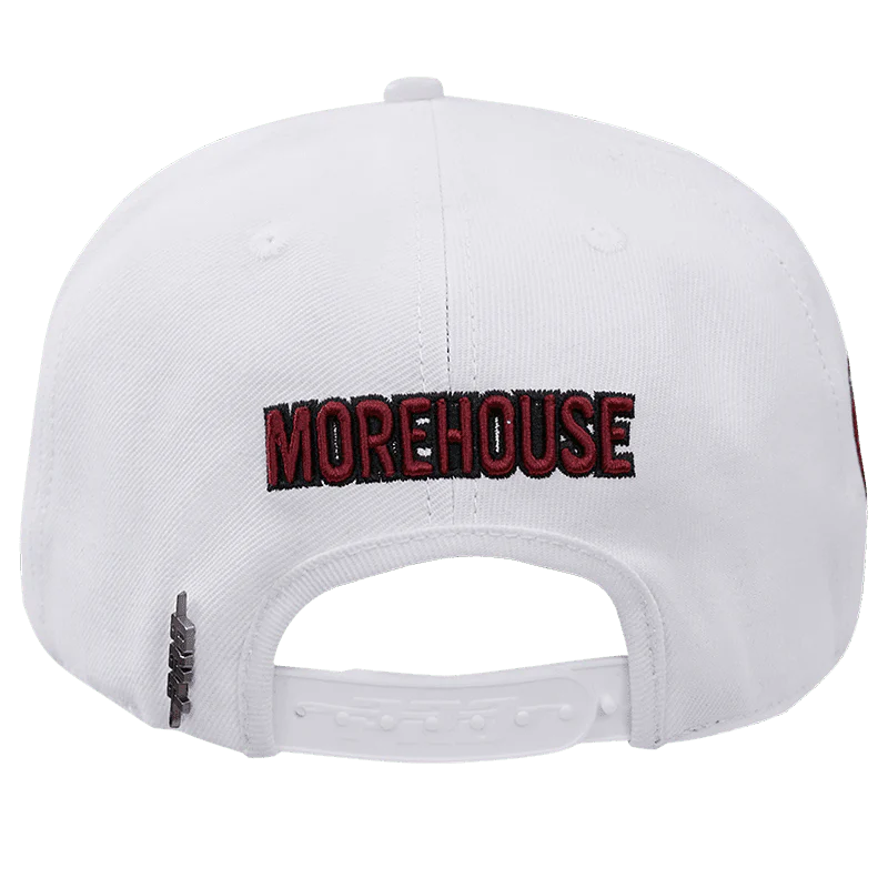MOREHOUSE COLLEGE CLASSIC UNISEX STACKED LOGO WOOL SNAPBACK HAT (WHITE) - Image 4