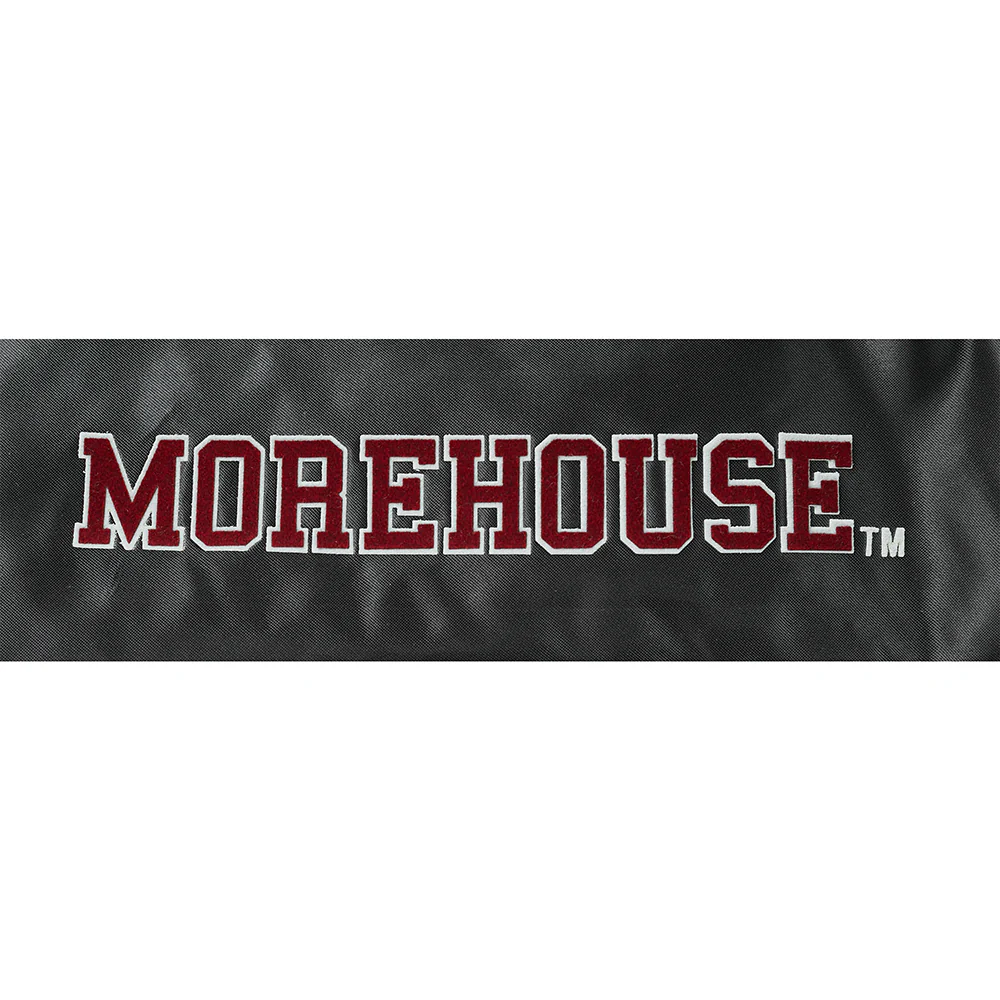 COLLEGE MOREHOUSE COLLEGE CLASSIC WOMEN'S RIB SATIN JACKET (BLACK) - Image 6
