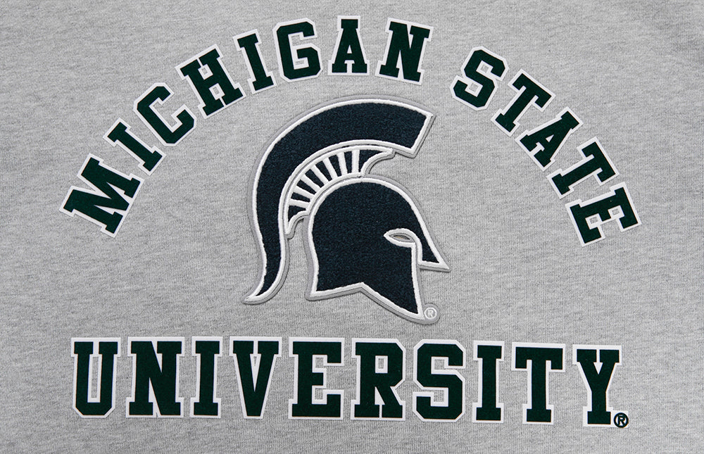MICHIGAN STATE UNIVERSITY CLASSIC MEN'S STACKED LOGO CREWNECK (HEATHER GRAY/BLACK) - Image 5