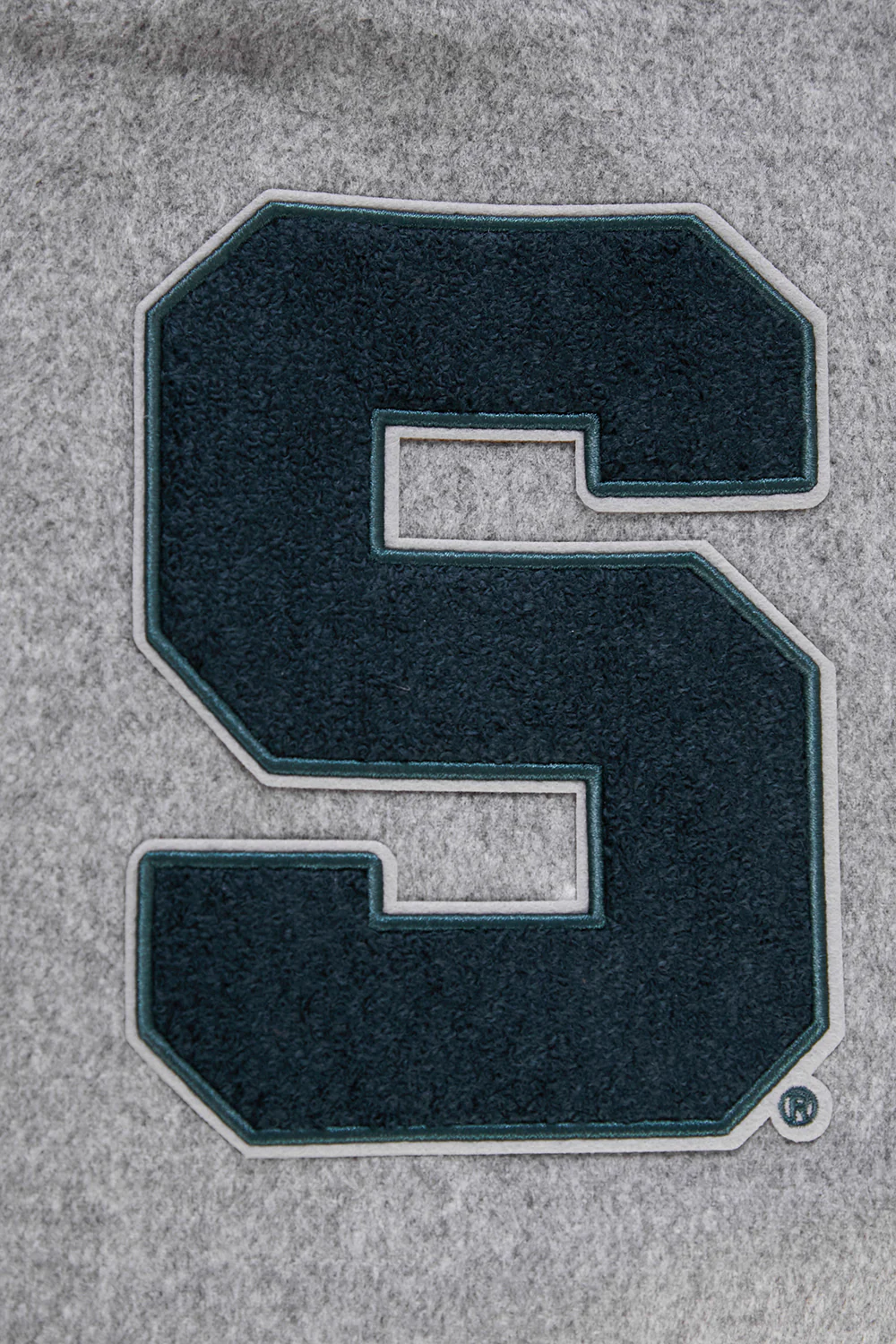 MICHIGAN STATE UNIVERSITY CLASSIC RIB WOOL MEN'S VARSITY JACKET (HEATHER GREY/WHITE) - Image 7