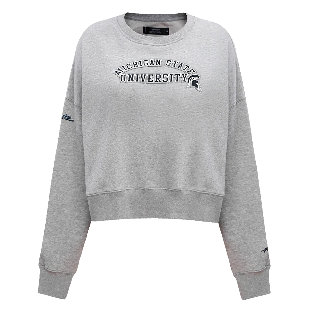 MICHIGAN STATE UNIVERSITY CLASSIC WOMEN'S CREWNECK (HEATHER GREY)