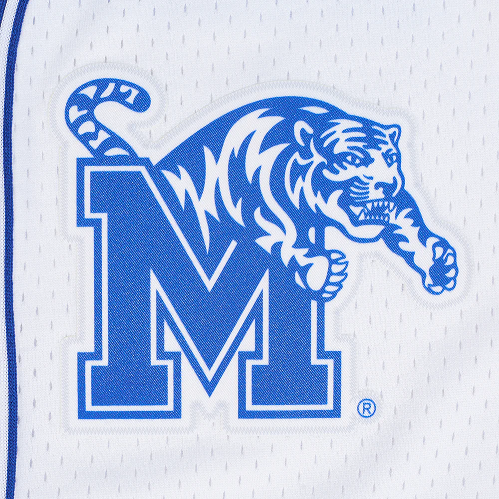 UNIVERSITY OF MEMPHIS CLASSIC MESH MEN'S MESH BUTTON DOWN SHIRT (WHITE/ROYAL BLUE) - Image 7