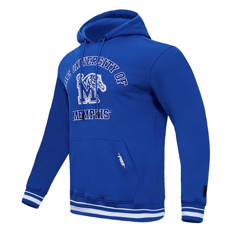 UNIVERSITY OF MEMPHIS CLASSIC MEN'S STACKED LOGO PULLOVER HOODIE (ROYAL BLUE) - Image 2
