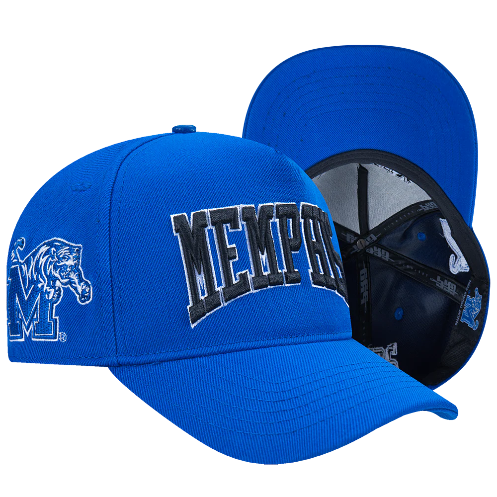 COLLEGE UNIVERSITY OF MEMPHIS CREST EMBLEM MEN'S PINCH FRONT STRAPBACK H (ROYAL BLUE) - Image 7