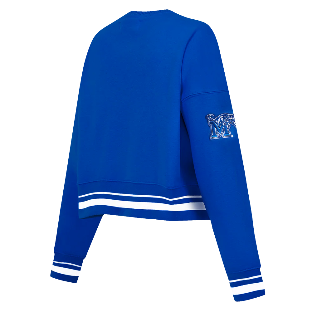 UNIVERSITY OF MEMPHIS CLASSIC WOMEN'S RIB FLC CREWNECK (ROYAL BLUE) - Image 4