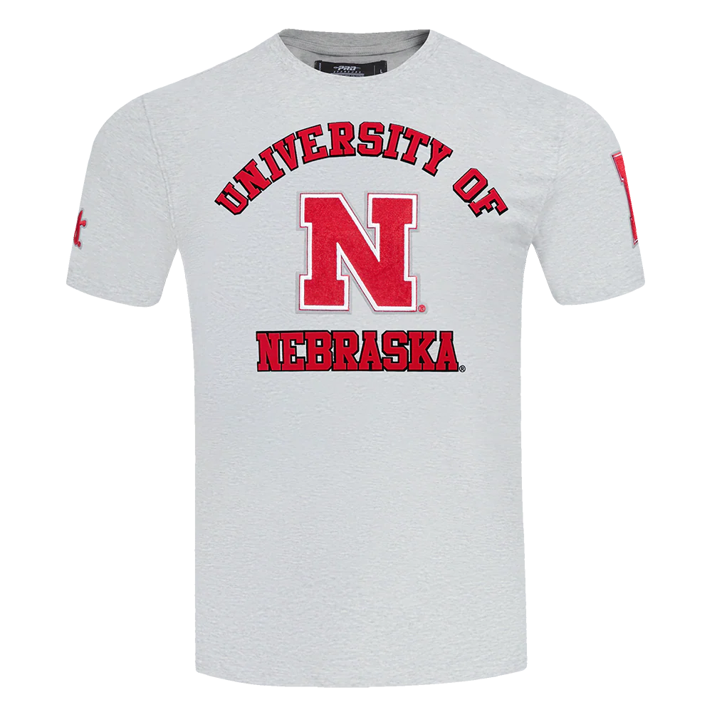 UNIVERSITY OF NEBRASKA CLASSIC MEN'S STACKED LOGO TEE (HEATHER GREY)
