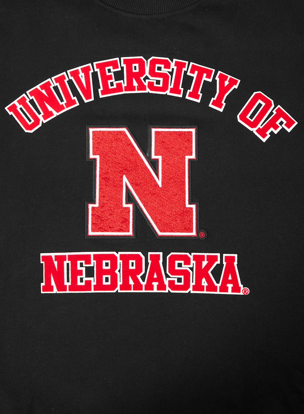 UNIVERSITY OF NEBRASKA CLASSIC MEN'S STACKED LOGO CREWNECK (BLACK/RED/BLACK) - Image 5