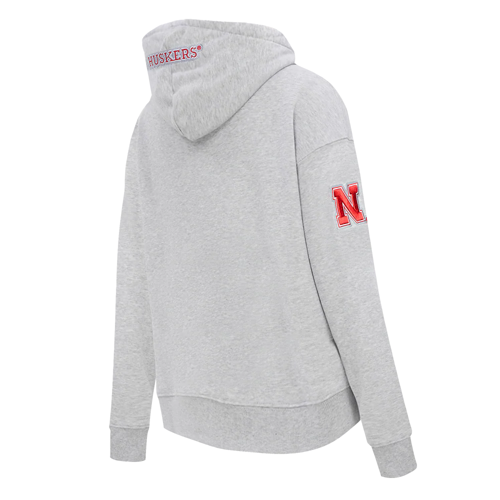 COLLEGE UNIVERSITY OF NEBRASKA CLASSIC WOMEN'S FLC PO HOODIE (HEATHER GREY) - Image 4