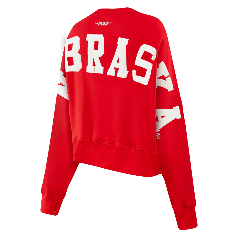 COLLEGE UNIVERSITY OF NEBRASKA WINGSPAN WOMEN'S FLC CREWNECK (RED) - Image 4