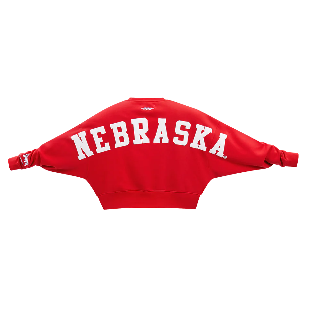 COLLEGE UNIVERSITY OF NEBRASKA WINGSPAN WOMEN'S FLC CREWNECK (RED) - Image 5