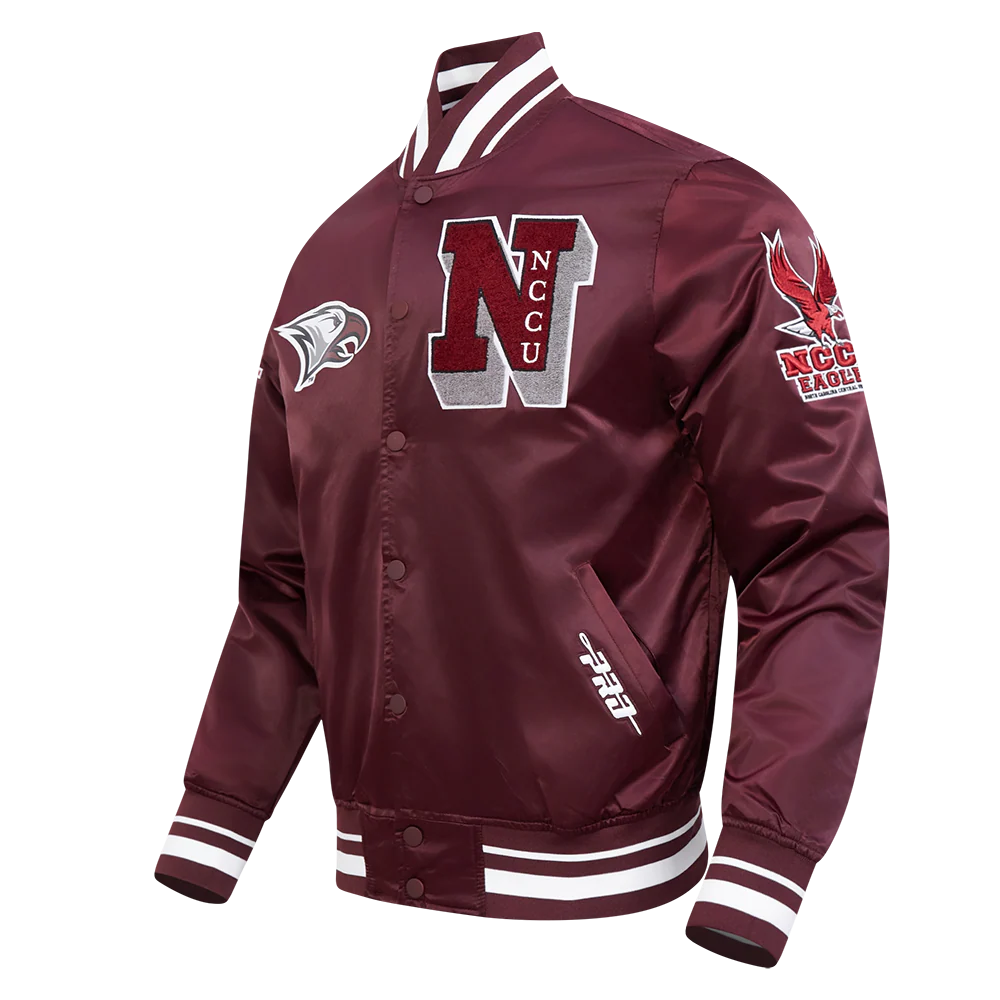 NORTH CAROLINA CENTRAL UNIVERSITY CLASSIC RIB SATIN JACKET (WINE) - Image 2