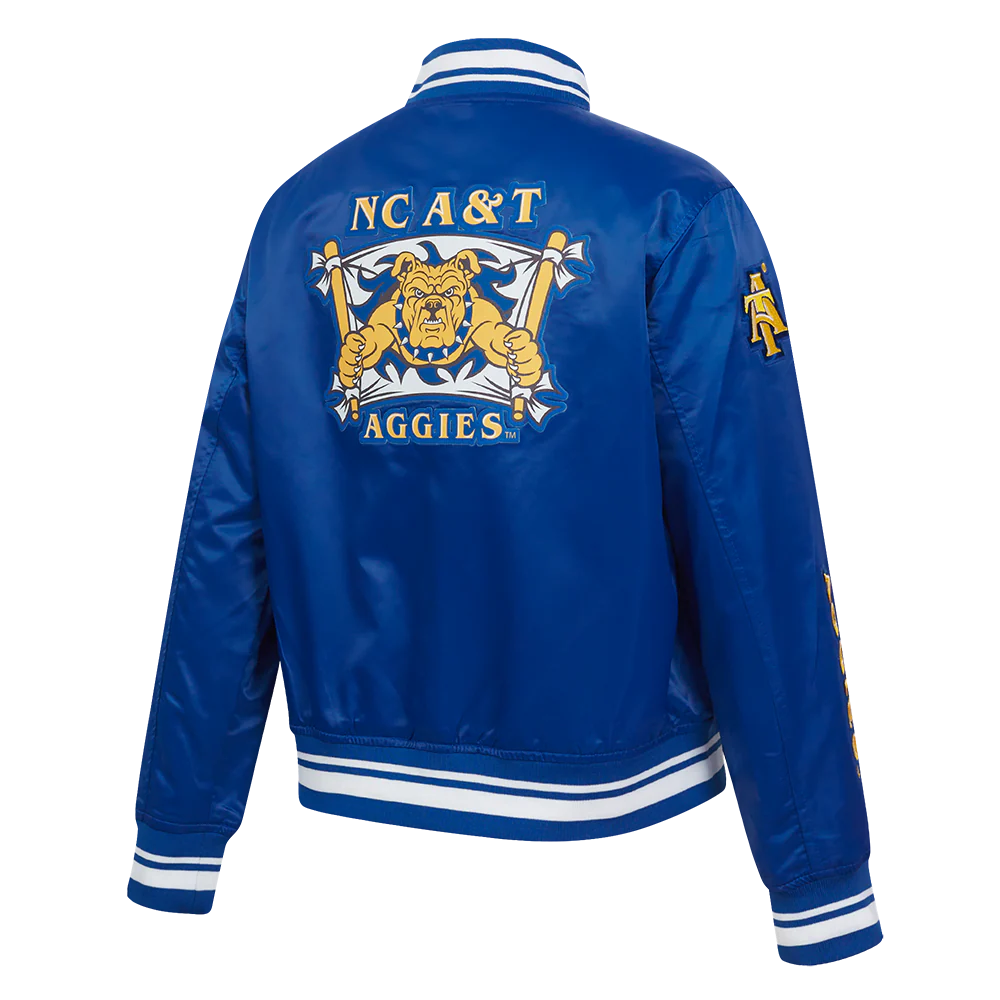 NORTH CAROLINA A&T STATE UNIVERSITY CLASSIC WOMEN'S SATIN JACKET (DODGER BLUE) - Image 4