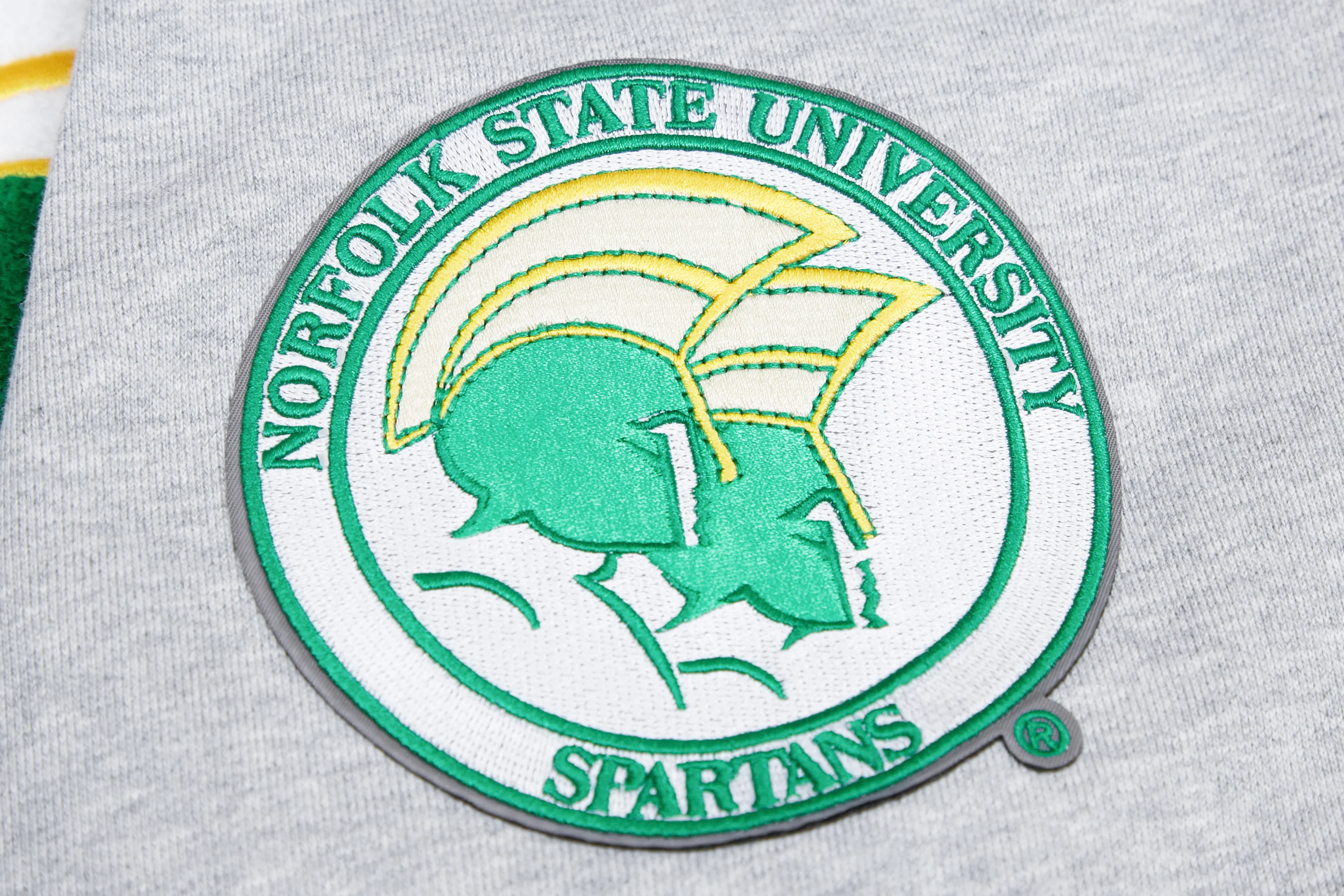 NORFOLK STATE UNIVERSITY CLASSIC MEN'S STACKED LOGO CREWNECK (HEATHER GREY/GREEN) - Image 7