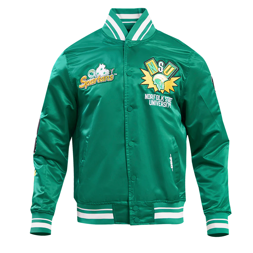 NORFOLK STATE UNIVERSITY HOMECOMING RIB MEN'S SATIN JACKET (KELLY GREEN) - Image 10
