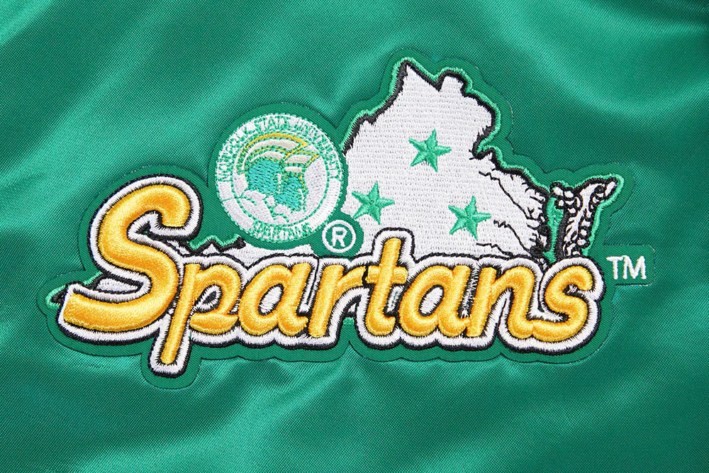NORFOLK STATE UNIVERSITY HOMECOMING RIB MEN'S SATIN JACKET (KELLY GREEN) - Image 6