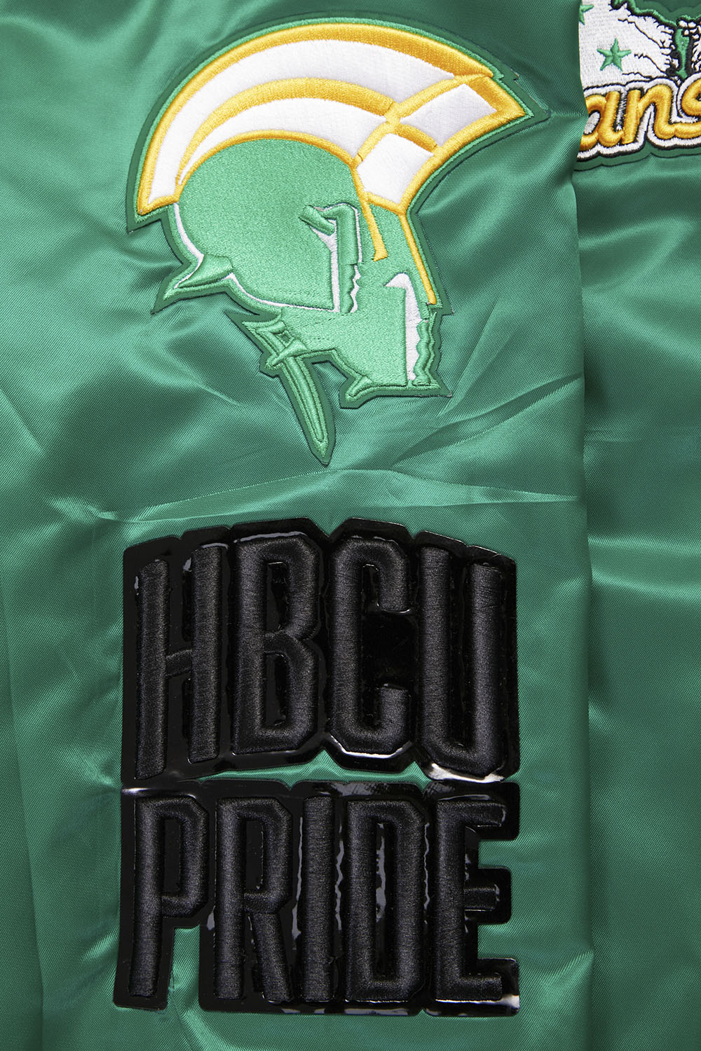 NORFOLK STATE UNIVERSITY HOMECOMING RIB MEN'S SATIN JACKET (KELLY GREEN) - Image 8