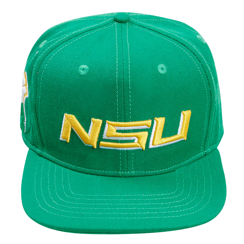 NORFOLK STATE UNIVERSITY CLASSIC UNISEX STACKED LOGO WOOL SNAPBACK (KELLY GREEN)