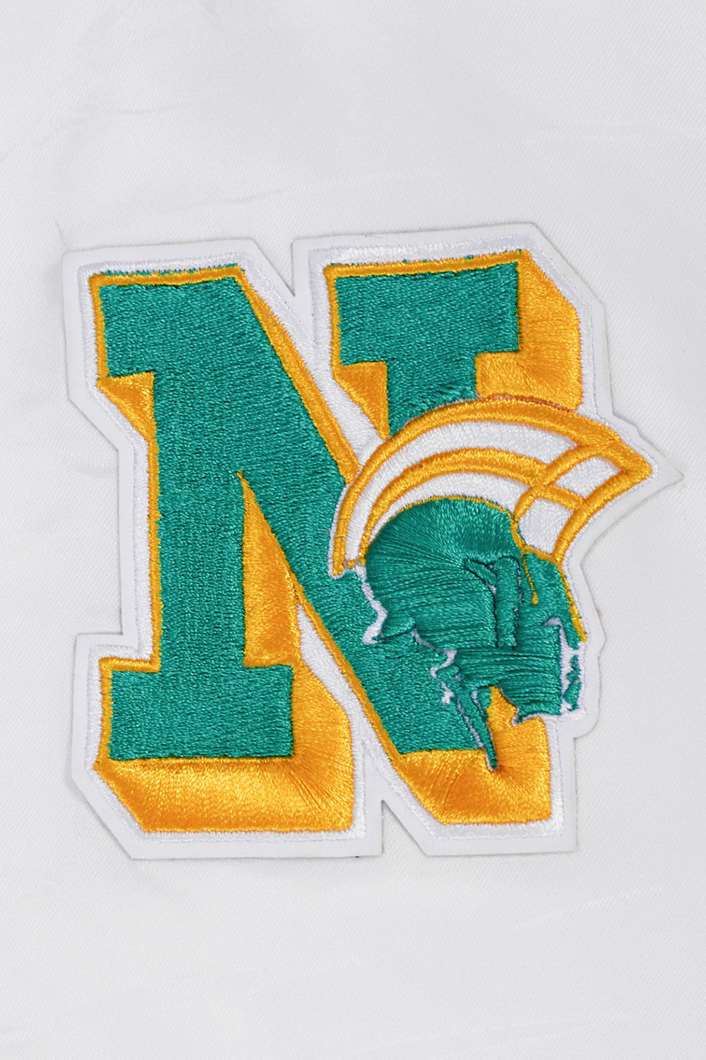 COLLEGE NORFOLK STATE UNIVERSITY CLASSIC WOMEN'S RIB SATIN JACKET (WHITE/GREEN) - Image 7