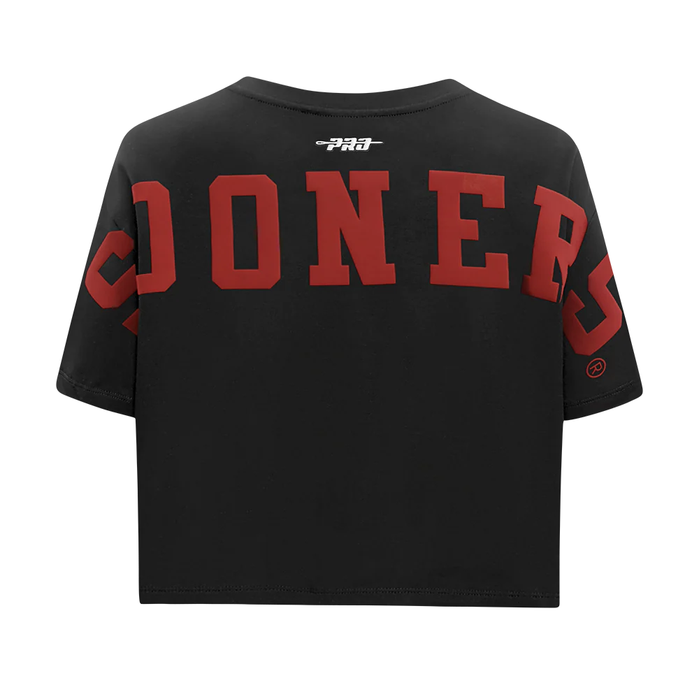 COLLEGE UNIVERSITY OF OKLAHOMA WINGSPAN WOMEN'S SJ BOXY TEE (BLACK)