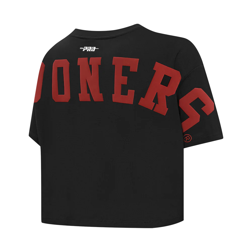COLLEGE UNIVERSITY OF OKLAHOMA WINGSPAN WOMEN'S SJ BOXY TEE (BLACK) - Image 4