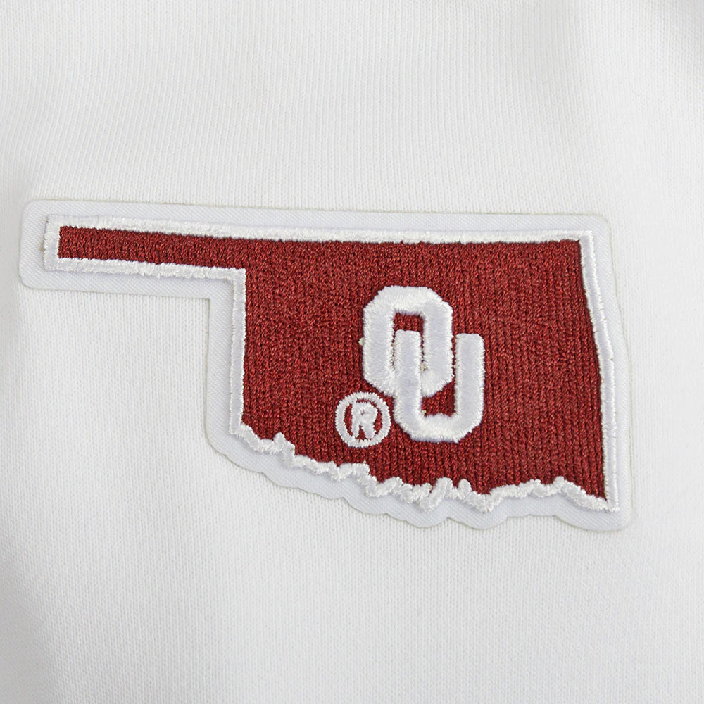 COLLEGE THE UNIVERSITY OF OKLAHOMA CLASSIC WOMEN'S RIB FLC CROPPED PO HOODIE (WHITE/BLACK) - Image 6
