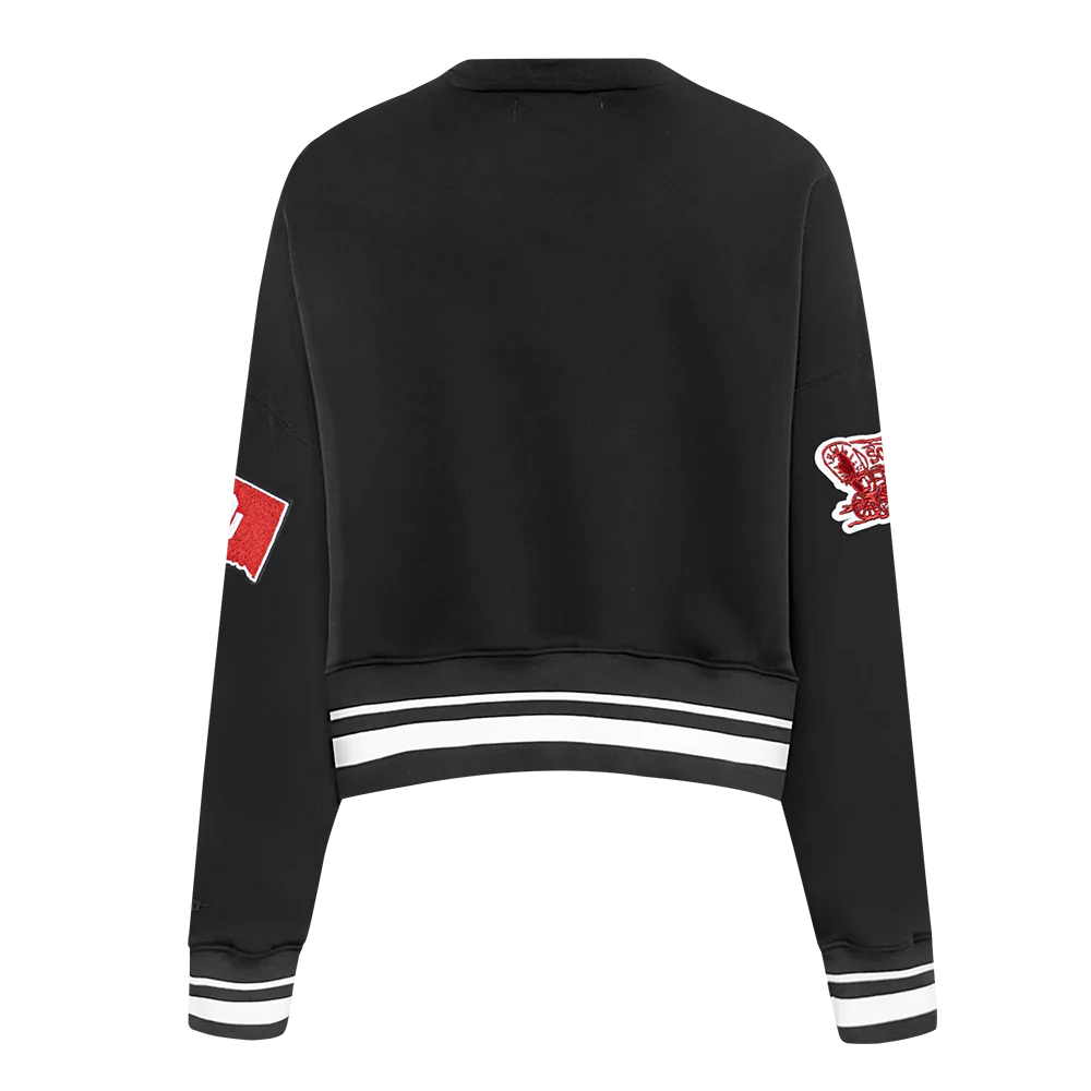 THE UNIVERSITY OF OKLAHOMA CLASSIC WOMEN'S RIB FLEECE CREWNECK (BLACK) - Image 3