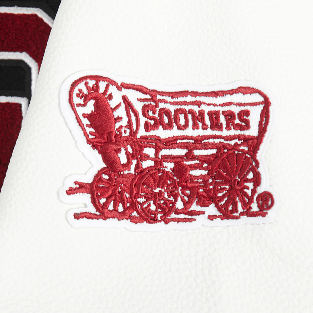 COLLEGE THE UNIVERSITY OF OKLAHOMA CLASSIC WOMEN'S WOOL VARSITY JACKET (BLACK/WHITE) - Image 5