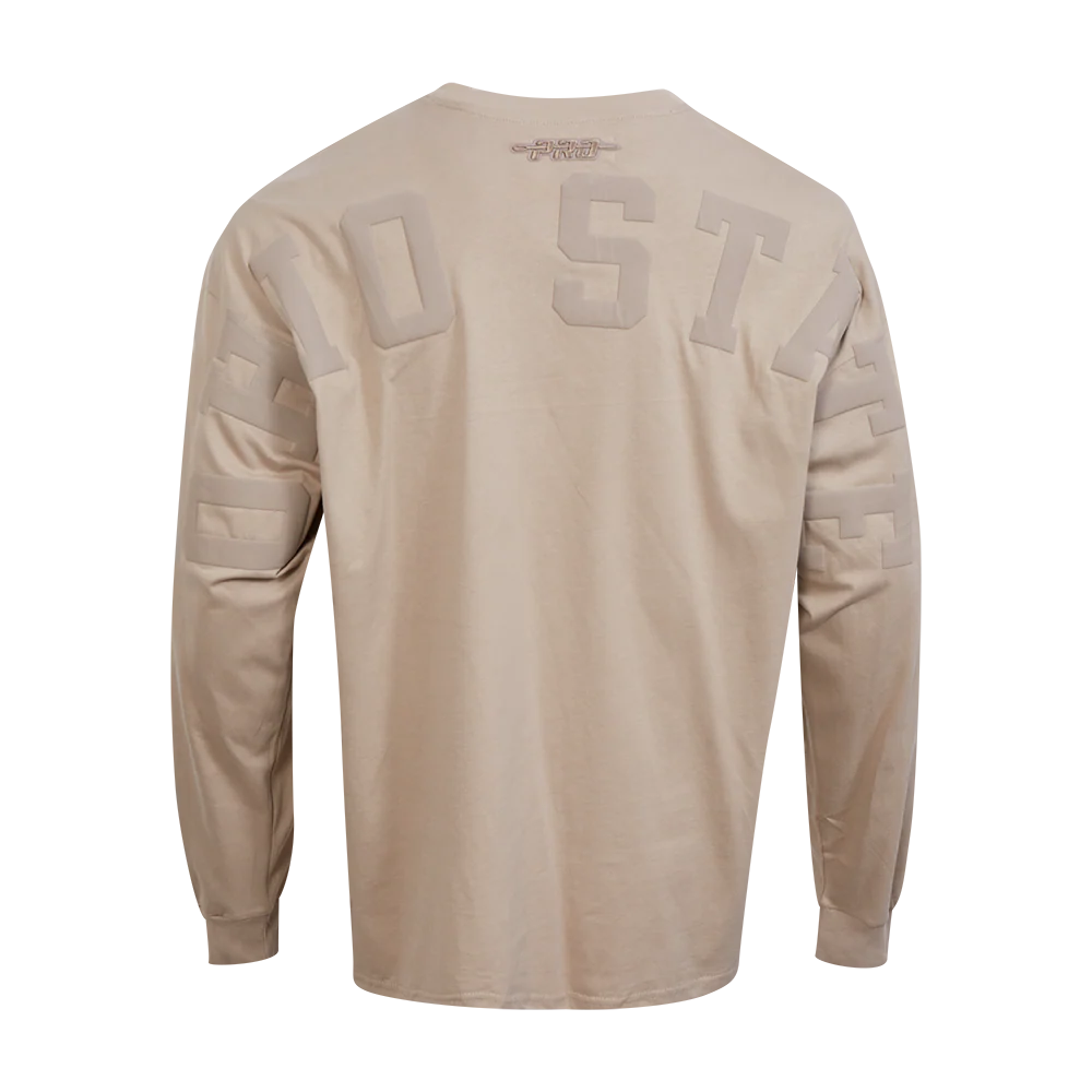 OHIO STATE UNIVERSITY WINGSPAN MEN'S DROP SHOULDER LS TEE (TAUPE)