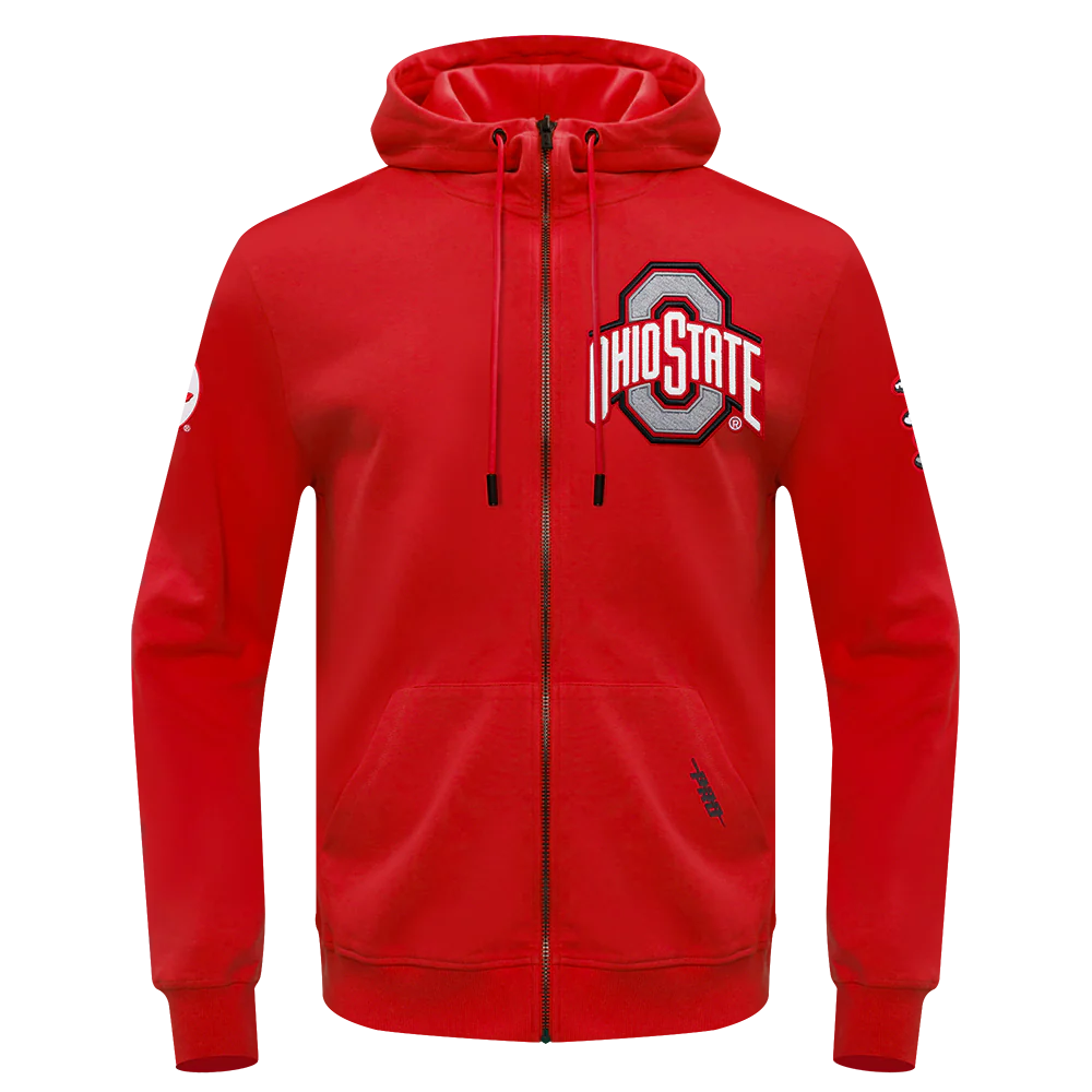 OHIO STATE UNIVERSITY CLASSIC MEN'S FULL ZIP PULLOVER HOODIE (RED)