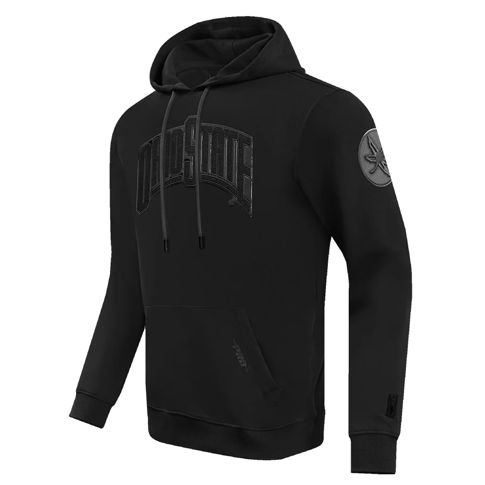 COLLEGE OHIO STATE UNIVERSITY TRIPLE BLACK MEN'S FLC PO HOODIE (BLACK) - Image 2