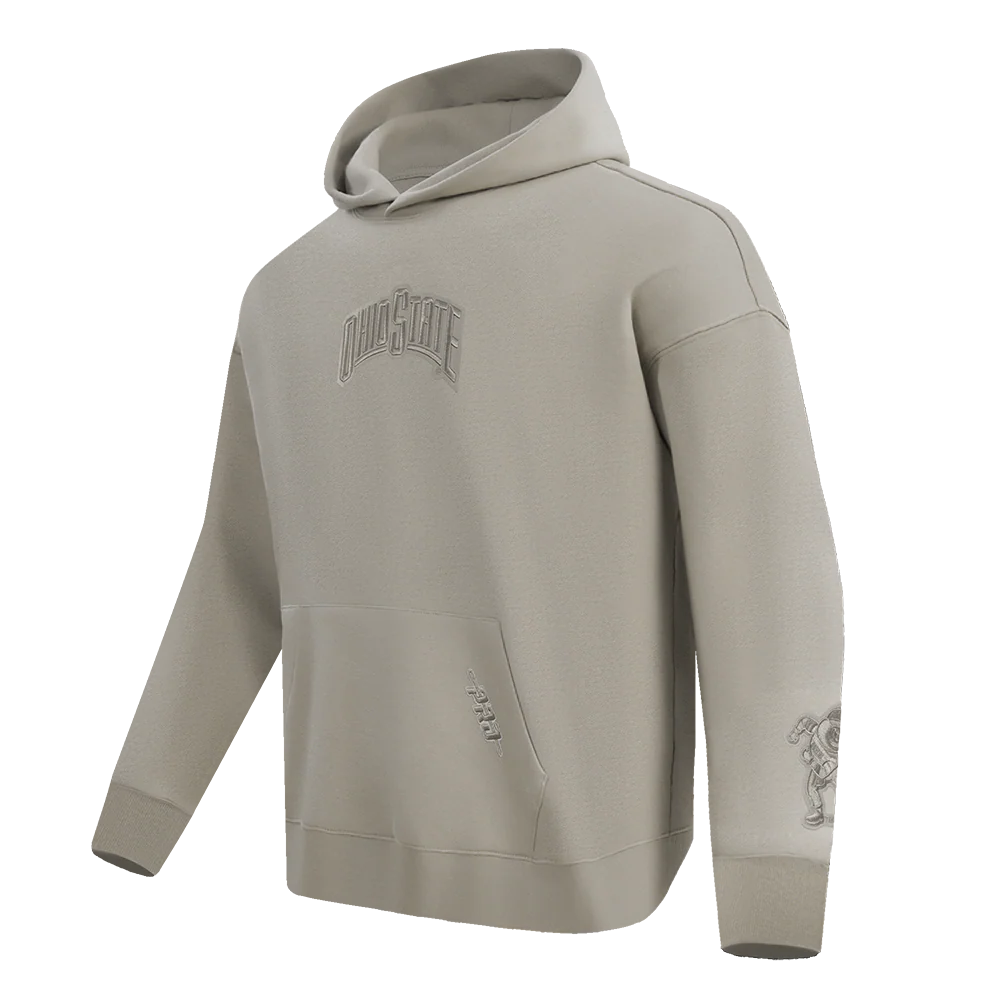 COLLEGE OHIO STATE UNIVERSITY WINGSPAN MEN'S DROP SHOULDER FLC PO HOODIE (TAUPE) - Image 3
