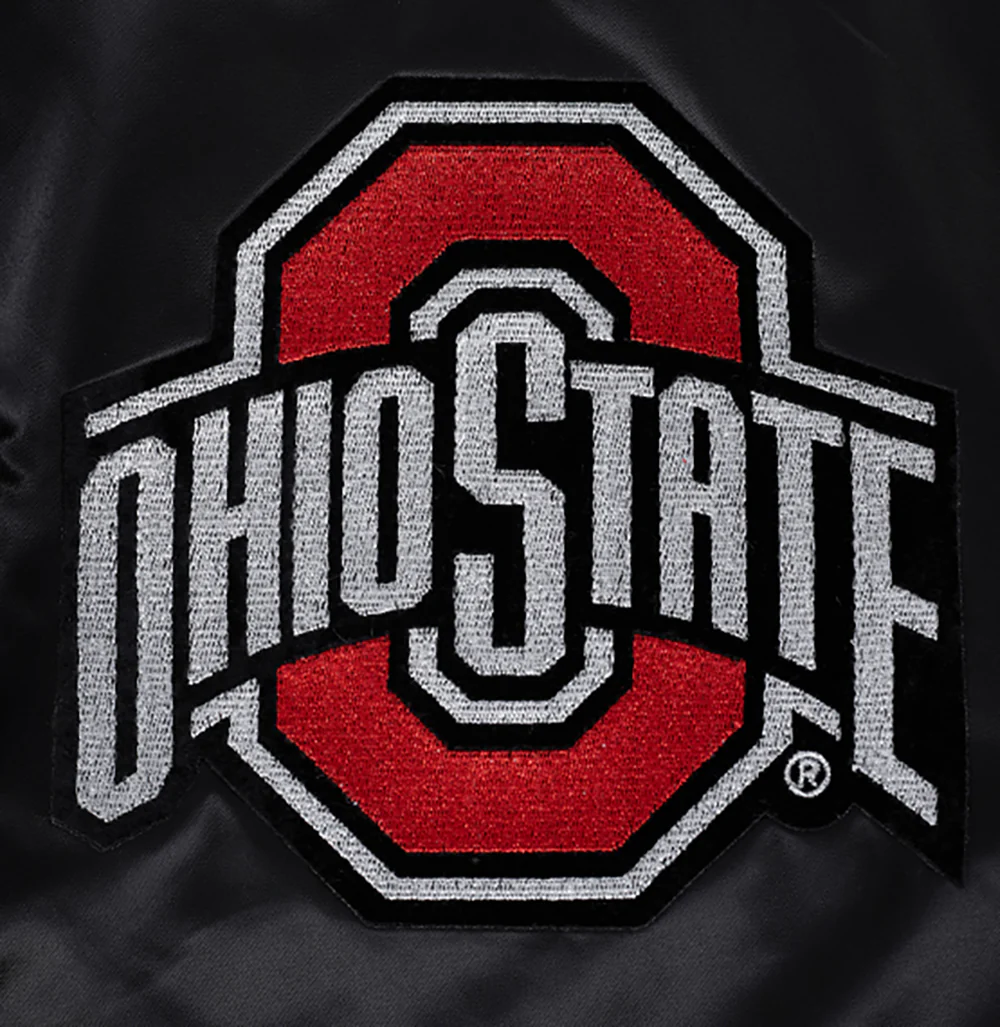 OHIO STATE UNIVERSITY CHAMPIONS MEN'S RIB SATIN JACKET (BLACK/RED/BLACK) - Image 8