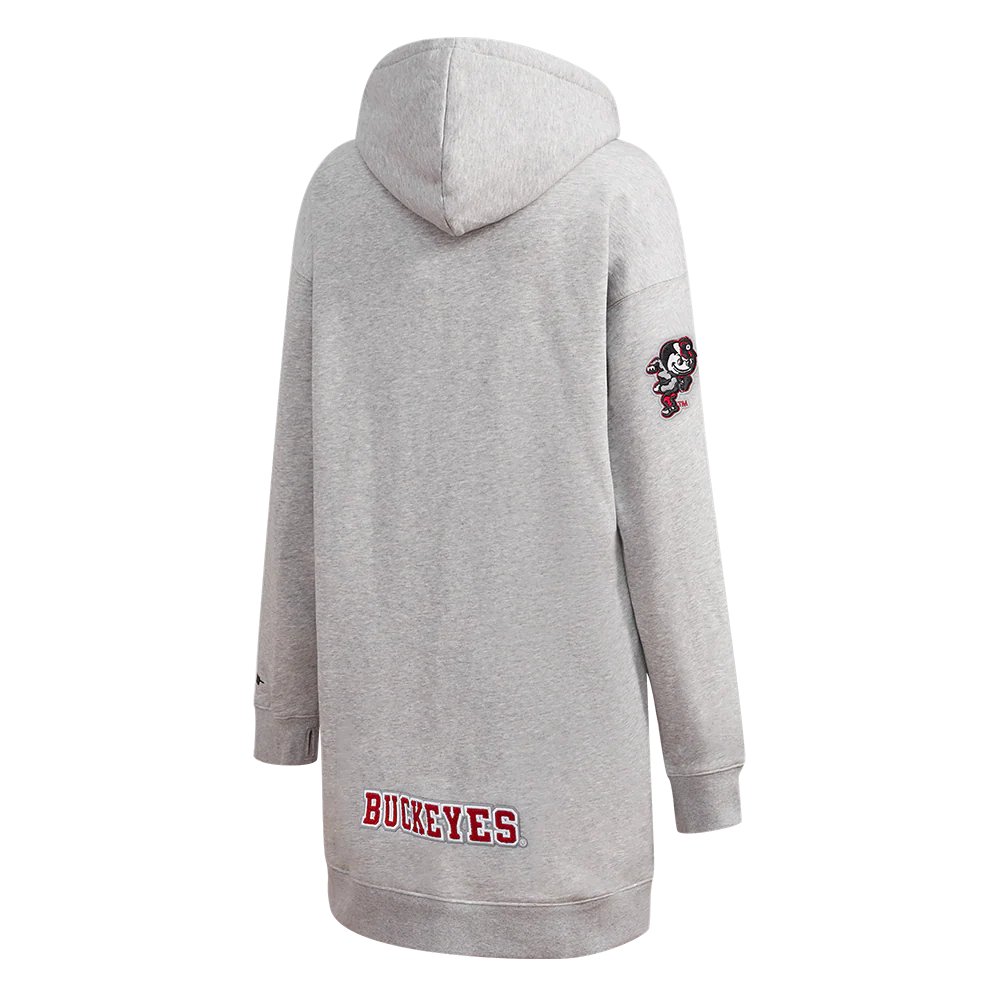 OHIO STATE UNIVERSITY CLASSIC WOMEN'S FLEECE HOODIE DRESS (HEATHER GREY) - Image 4