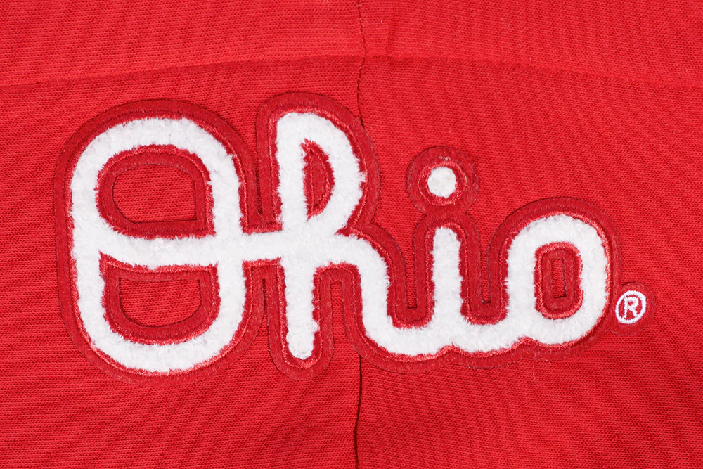 OHIO STATE UNIVERSITY CLASSIC WOMEN'S RIB CROPPED PULLOVER HOODIE (RED) - Image 7