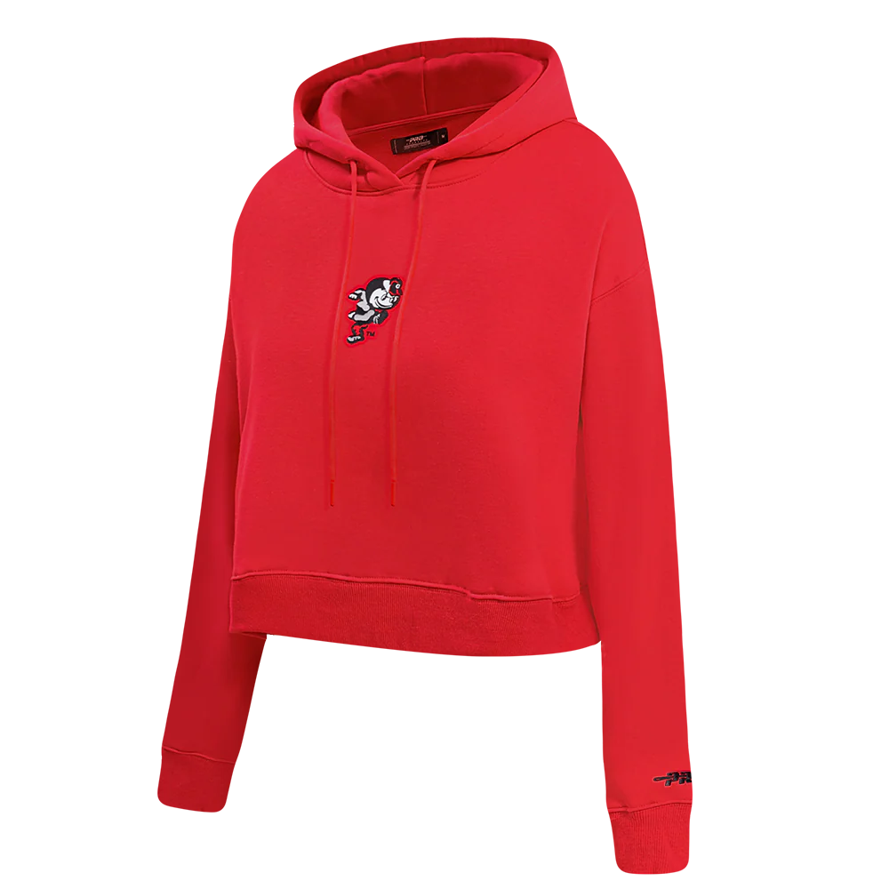 COLLEGE OHIO STATE UNIVERSITY WINGSPAN WOMEN'S CROPPED FLC PO HOODIE (RED) - Image 4