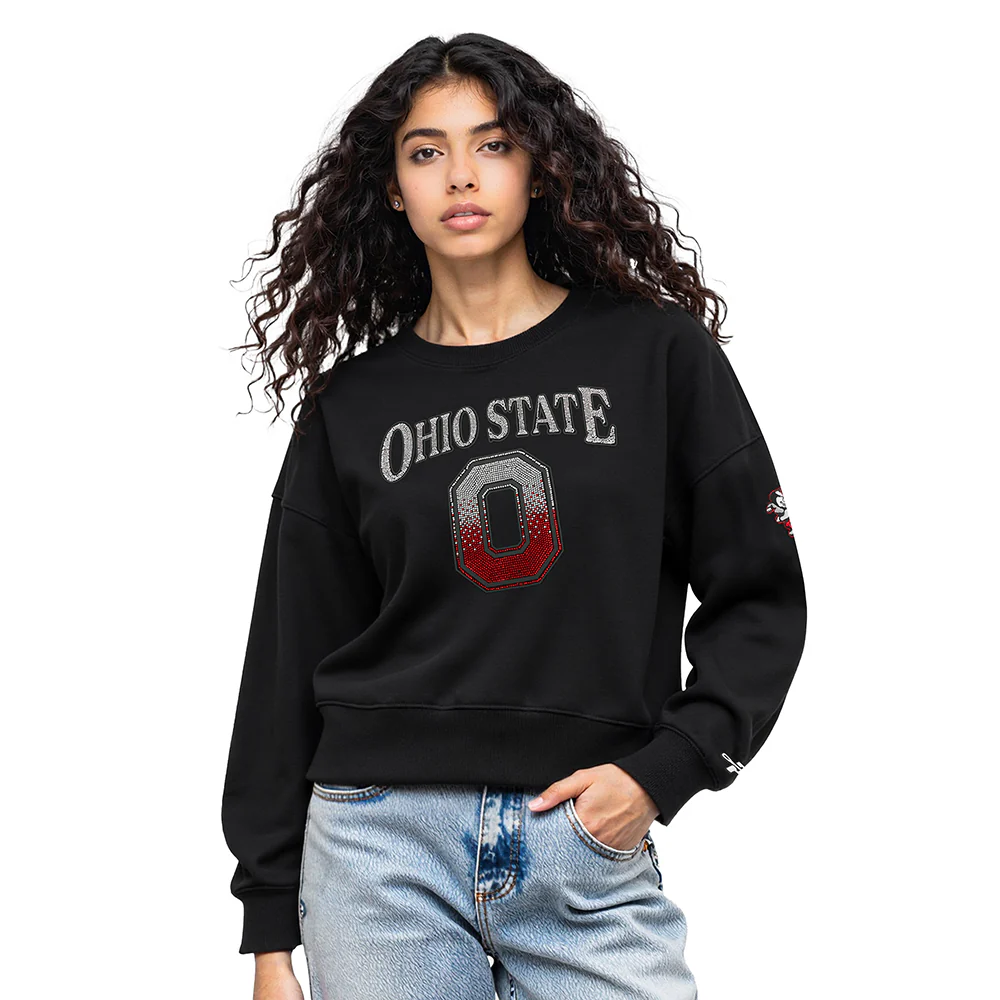 OHIO STATE UNIVERSITY JEWELS WOMEN'S FLC CREWNECK (BLACK)
