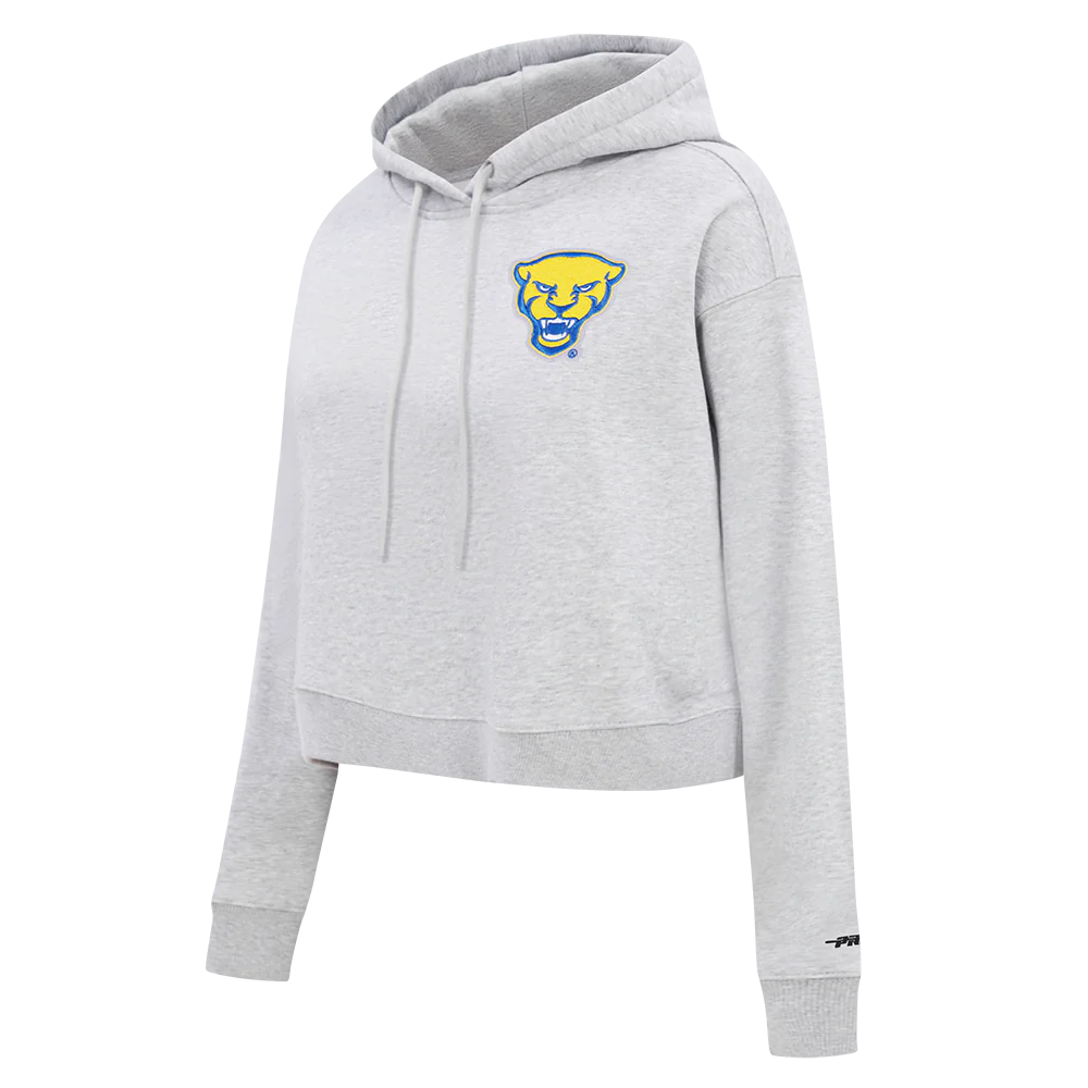UNIVERSITY OF PITTSBURGH CLASSIC FLEECE CROPPED PULLOVER HOODIE (HEATHER GREY) - Image 2
