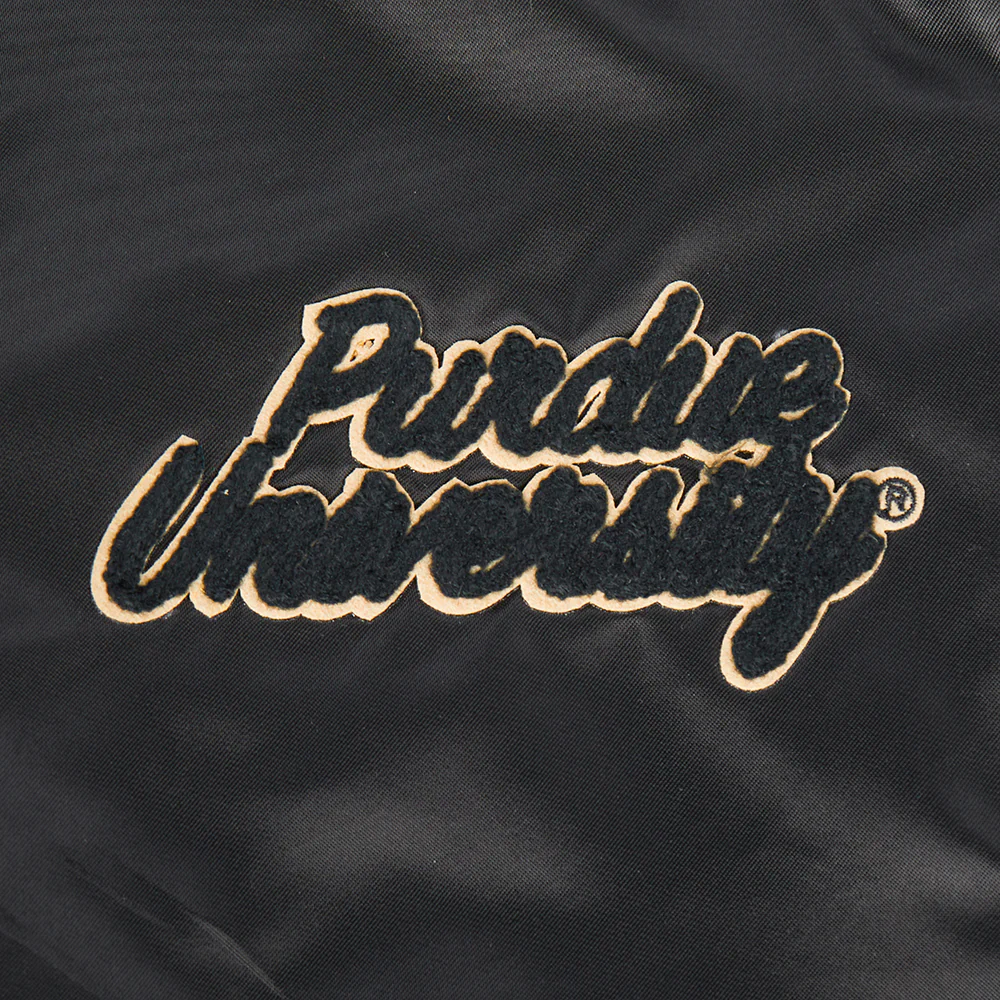 COLLEGE PURDUE UNIVERSITY CLASSIC WOMEN'S RIB SATIN JACKET (BLACK) - Image 6