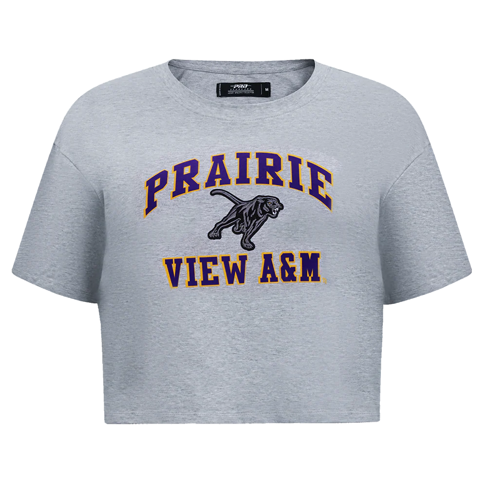 PRAIRIE VIEW A&M UNVERSITY CLASSIC WOMEN'S SINGLE JERSEY BOXY TEE (HEATHER GREY)