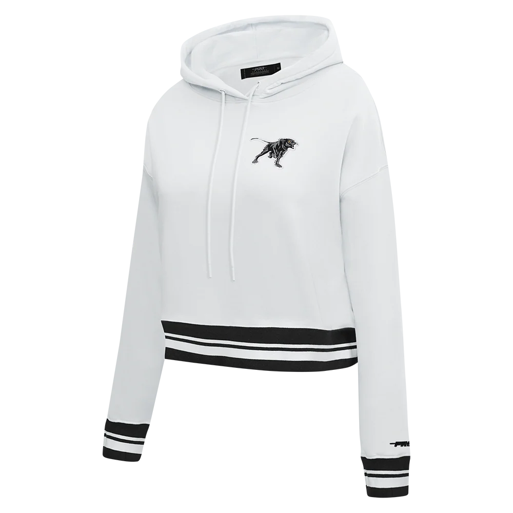 COLLEGE PRAIRIE VIEW A&M UNIVERSITY CLASSIC WOMEN'S RIB FLC CROPPED PO HOODI (WHITE/BLACK) - Image 2