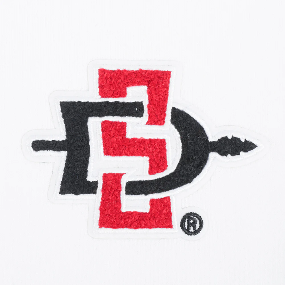 COLLEGE SAN DIEGO STATE UNIVERSITY CLASSIC WOMEN'S RIB FLC CROPPED PO HOODIE (WHITE/BLACK) - Image 7