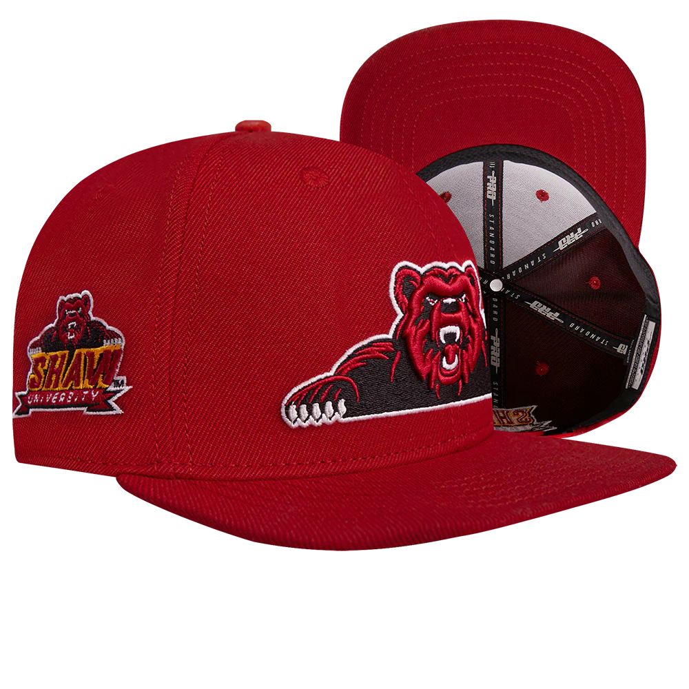 SHAW UNIVERSITY CLASSIC UNISEX PRIMARY LOGO WOOL SNAPBACK HAT (CARDINAL RED) - Image 8