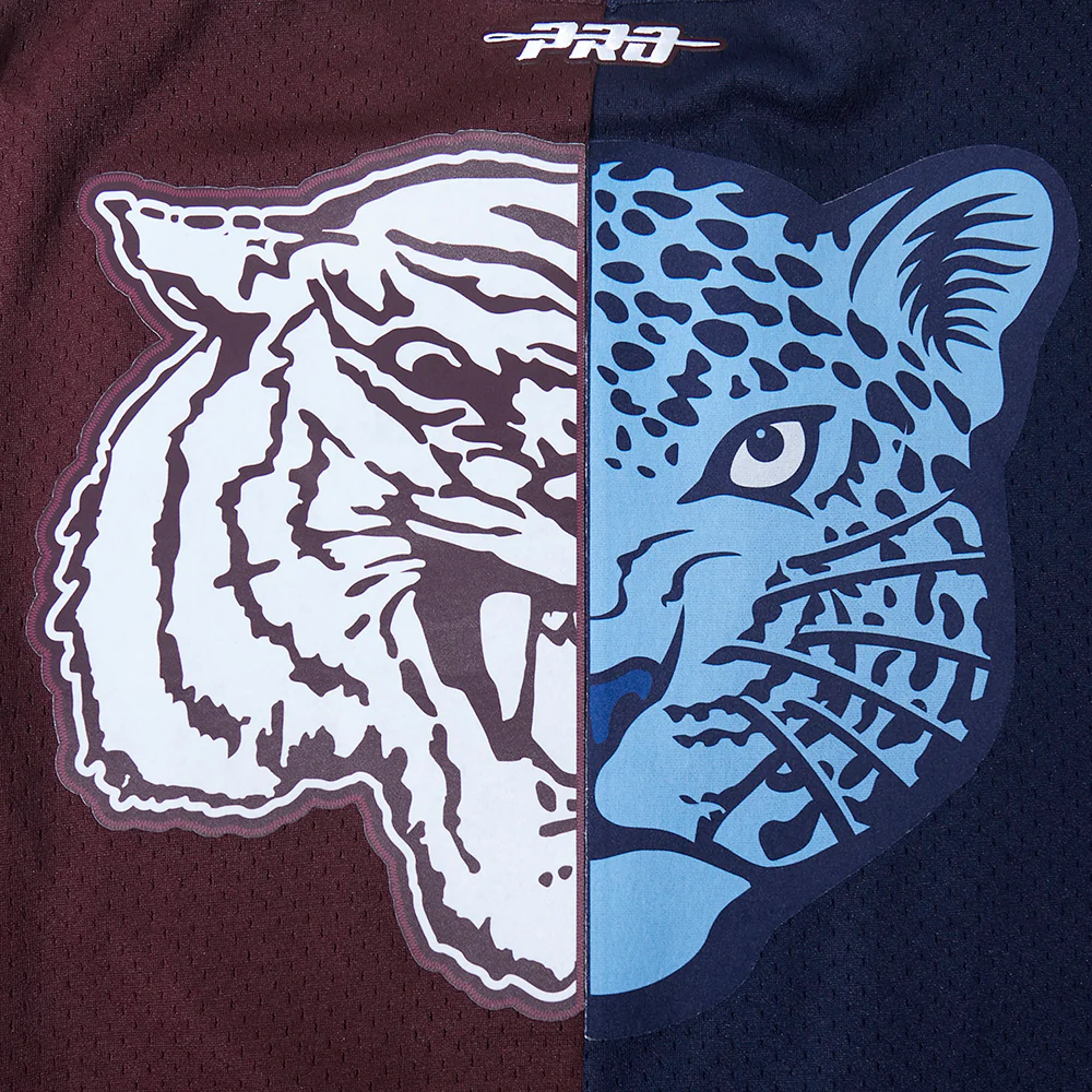 COLLEGE SPELHOUSE HOMECOMING MEN'S SPLIT MESH BUTTON DOWN SHIRT (MIDNIGHT NAVY/ WINE) - Image 9