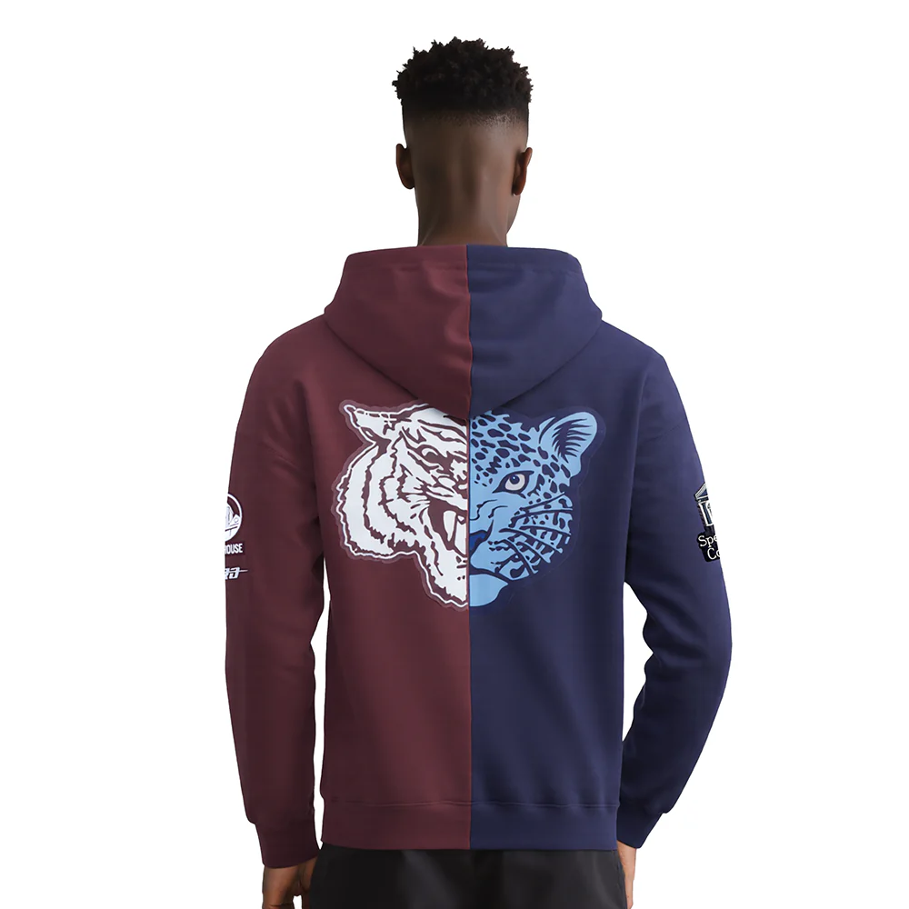 COLLEGE SPELHOUSE HOMECOMING MEN'S SPLIT FLC PO HOODIE (MIDNIGHT NAVY/ WINE) - Image 2